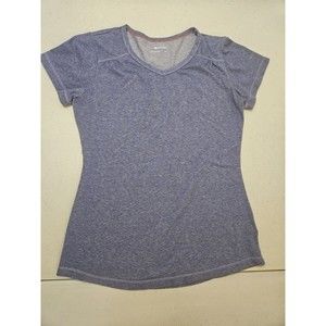 Columbia Sport Shirt Women’s Small V Neck Heathered Blue Short Sleeve